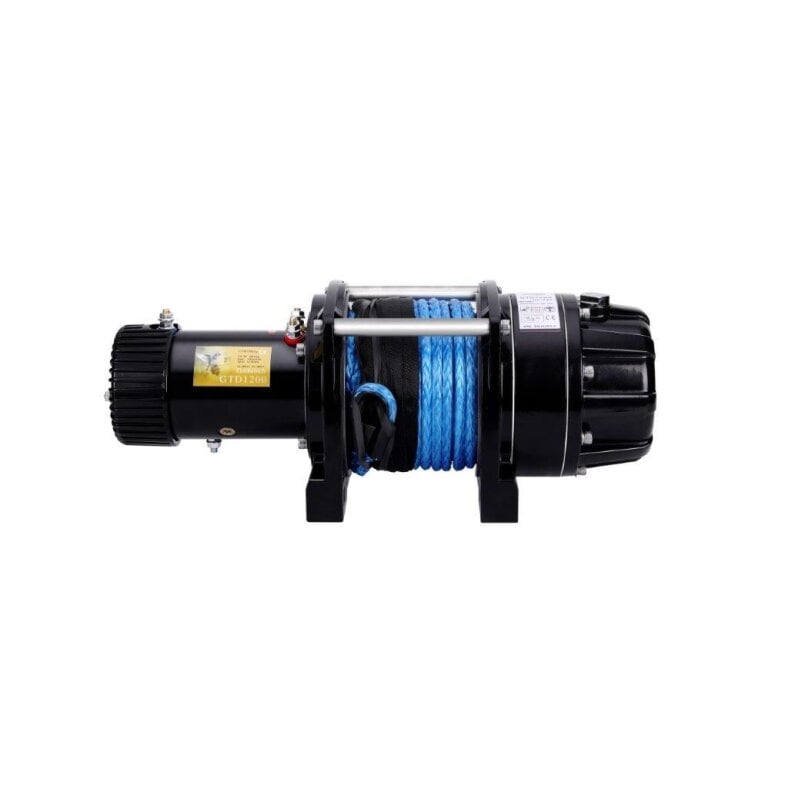 Electric hoisting winch plastic rope with radio remote control 1200kg 24v