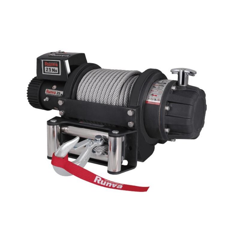 runva electric winch ewb series 11,340 kg 24v steel cable