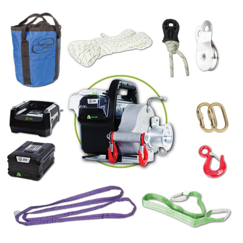 80/82v battery operated winch with accessories