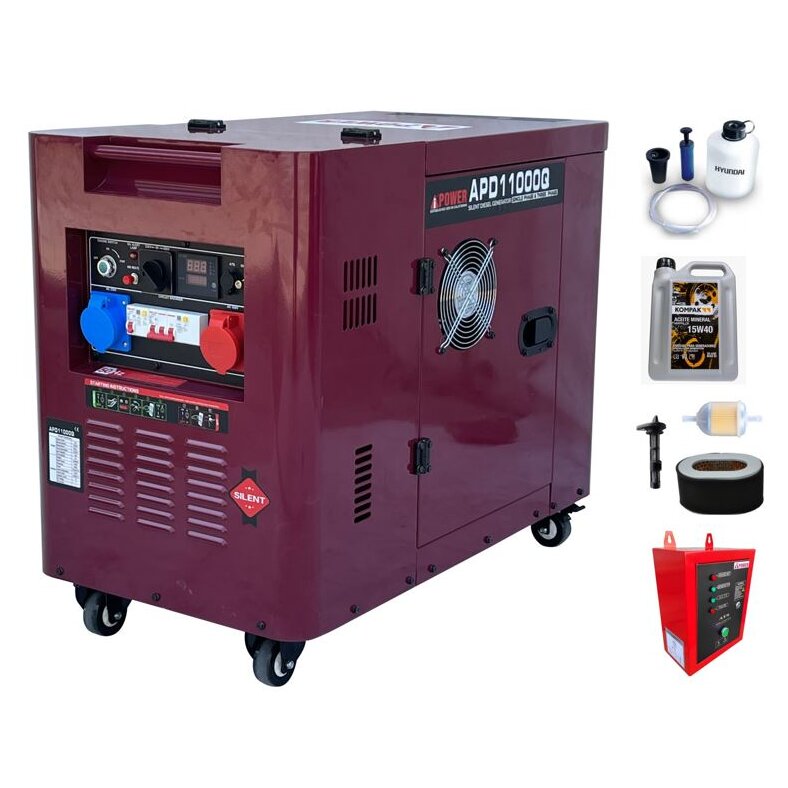 AiPOWER diesel power generator full power 9 kva apd11000q 400v/230v set incl. accessories