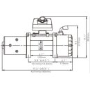 Elektrische Seilwinde RUNVA 9500 Short Drum 4,3 t 24 V Stahlseil