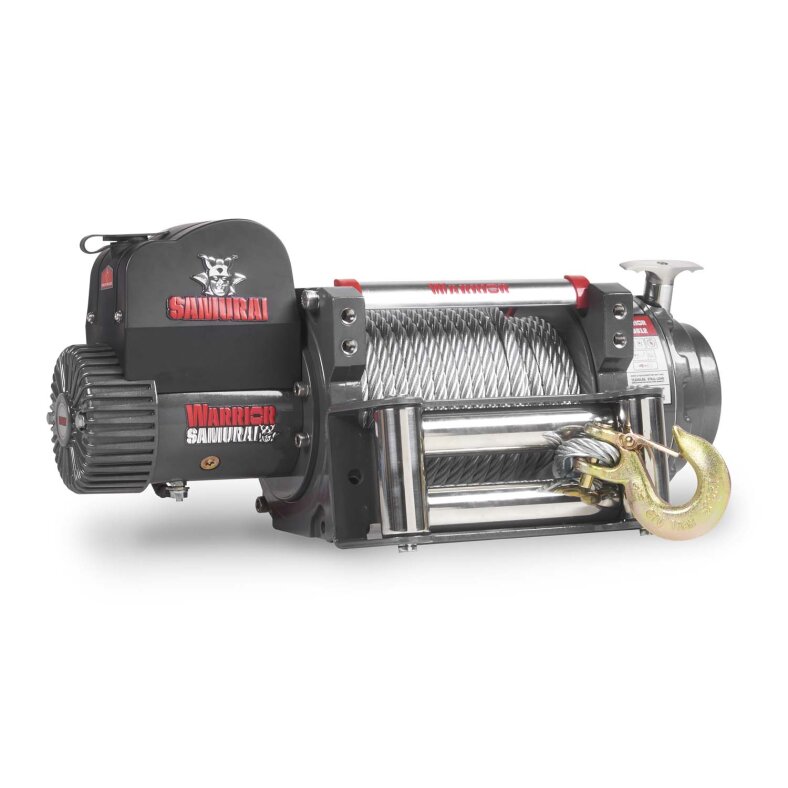 Electric winch warrior samurai s17500 7.9 t 12 v steel cable waterproof to ip68