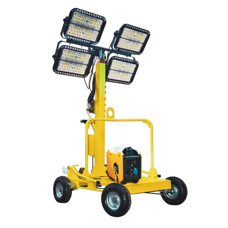 Mobile LED Light tower Perimeter Lighting 1600 Watt 4.500m² Illumination