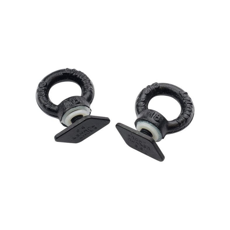 Front Runner Schwarze galvanisierte Ringschrauben / Ringmuttern für Schienen