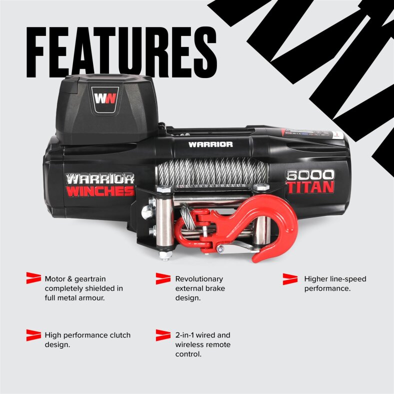 Titan 6000lb 24V Elektrische Winde mit Stahlseil