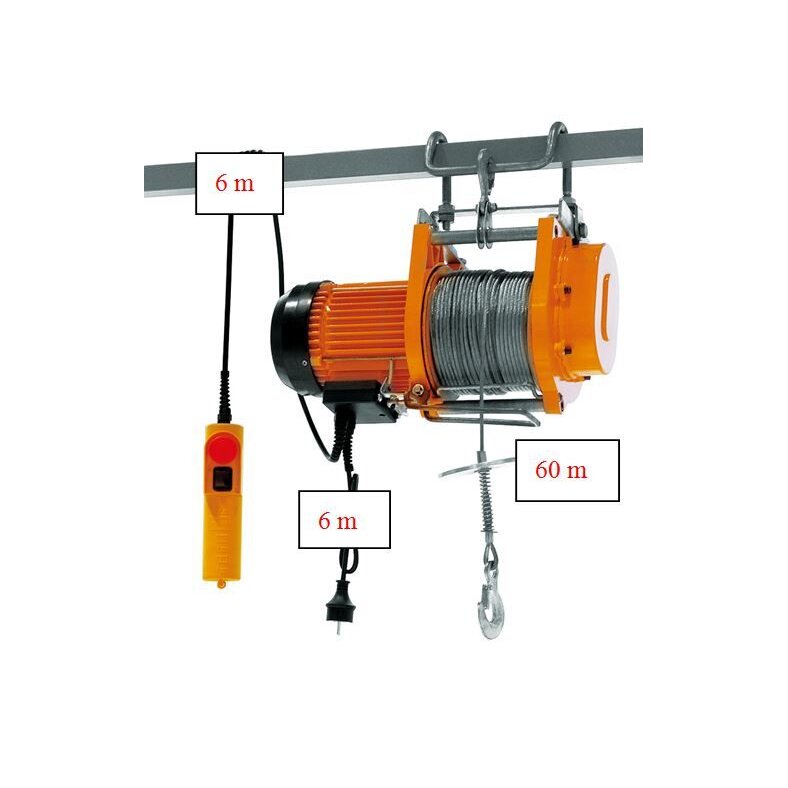 Elektrische Seilwinde Hebezug Seilzug mit Kabelfernbedienung 230V 250kg 60m