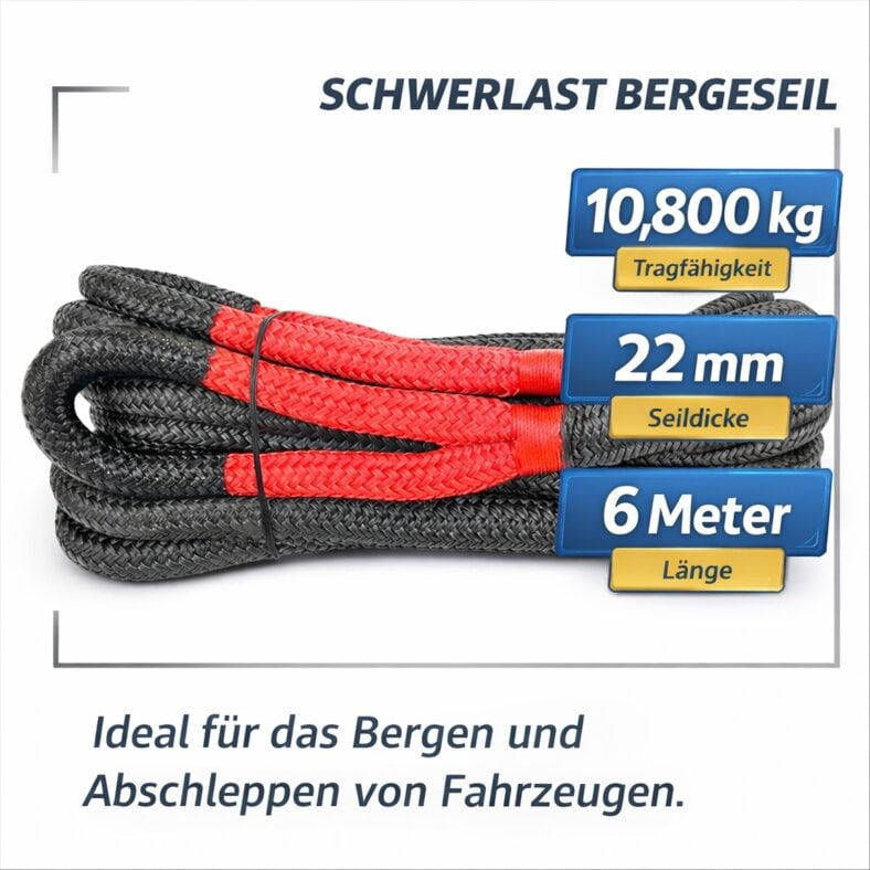 Kinetisches Bergeseil 10800kg 6m Ø22mm
