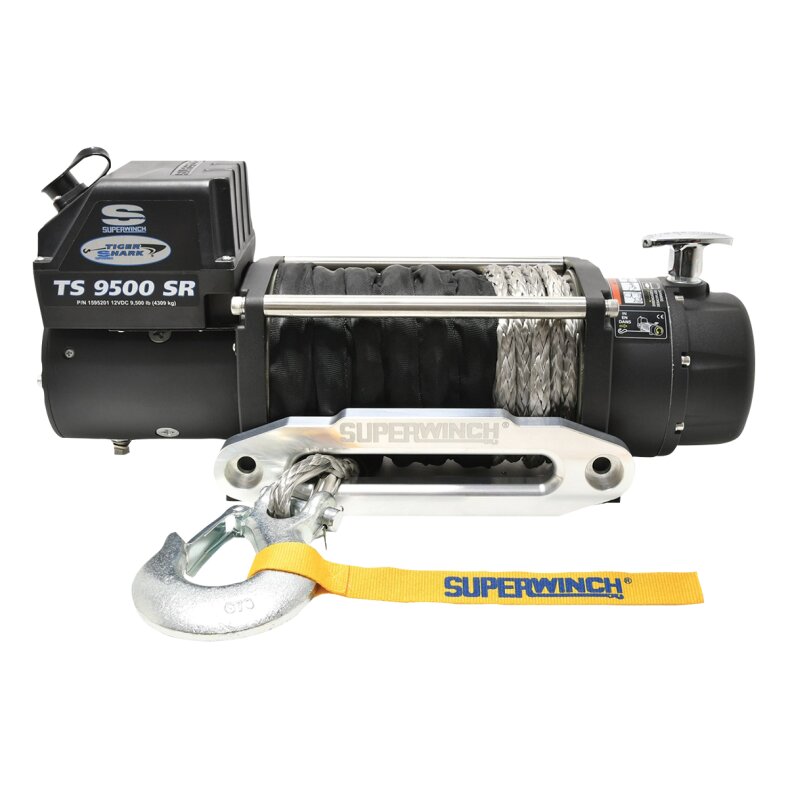 SUPERWINCH Tiger Shark 9500SR 12V Electric Winch, synthetic rope, 9,500 lb