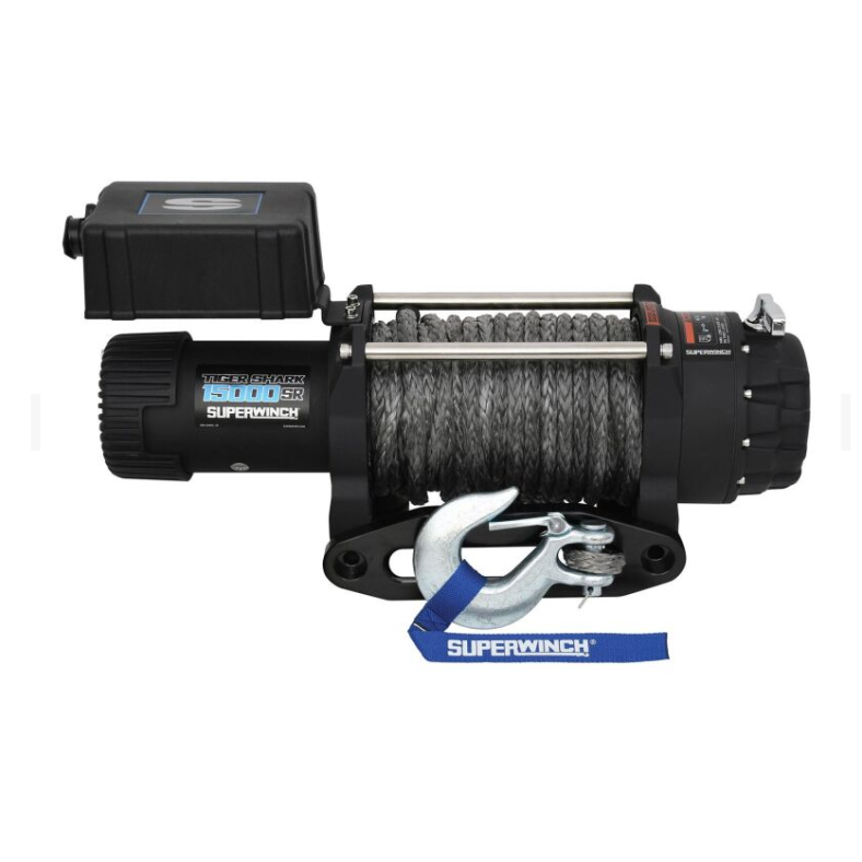 SUPERWINCH Tiger Shark 15000SR 12V Electric Winch, synthetic rope, 15,000 lb