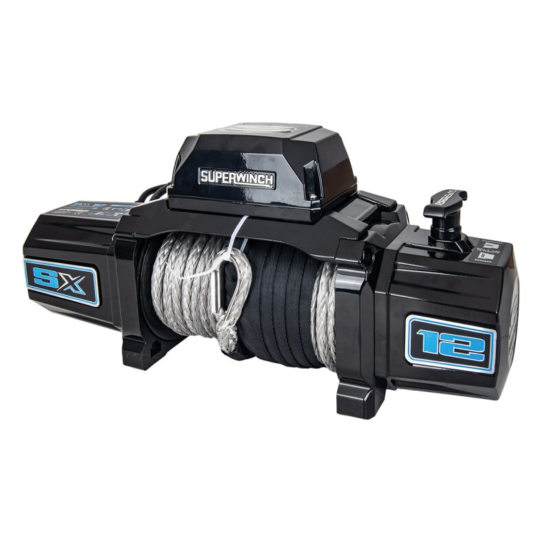 SUPERWINCH SX12SR Black 12V Electric Winch, synthetic rope, 12,000 lb