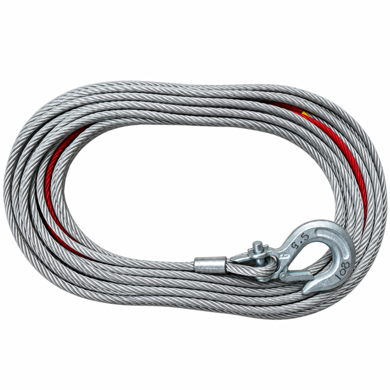 Galvanized Steel Winch Rope 30 m × 9 mm with Winch Hook – MBL 5,500 kg
