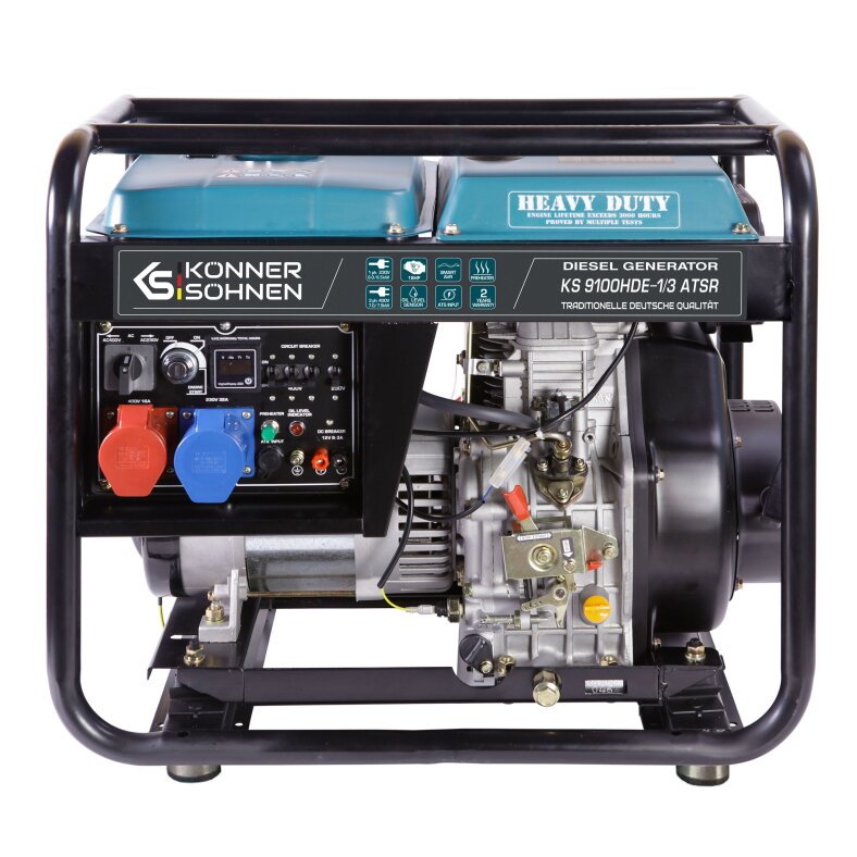Könner & Söhne Diesel-Stromerzeuger 6000 W / 8,75 kVA 230/400 V KS 9100HDE-1/3 ATSR Euro 5
