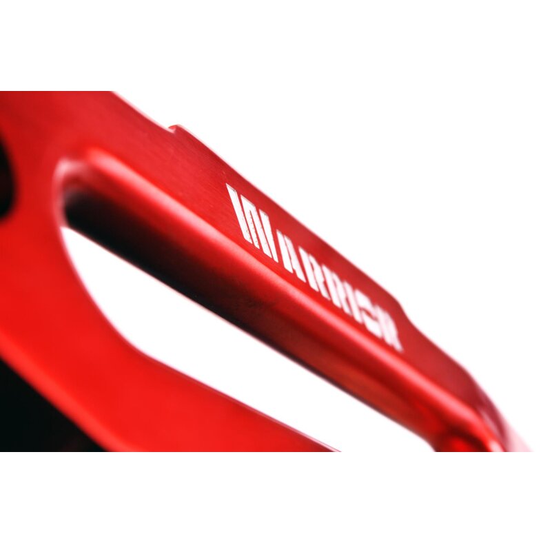 Aluminiumseilfenster Warrior rot mit silberfarbenem Logo