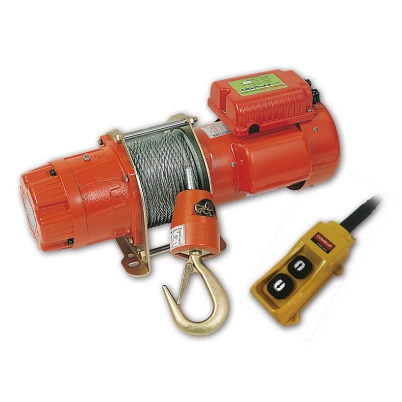 DAOHHFO Elektrische Seilwinde 220V 510W – 100/200kg Hubkraft, Mit Fernbedienung & Not-Aus, Für Garage & Werkstatt