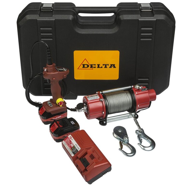 DELTA Batterie Drahtseilwinde Zug 350kg 18V 15m Seillnge